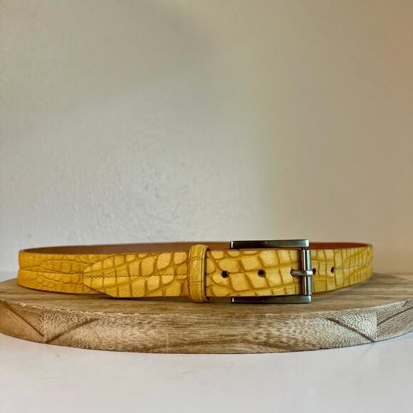 Martin Dingman Yellow Alligator Full Grain Leather USA Made Belt Size Large/XL - Picture 1 of 12